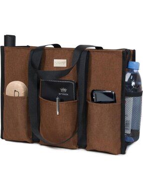 Women's Brown Polyester Utility Water Resistant Tote Bag with 13 Pockets